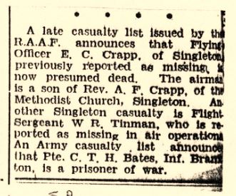 Errol Crapp, Argus, 10 January 1944