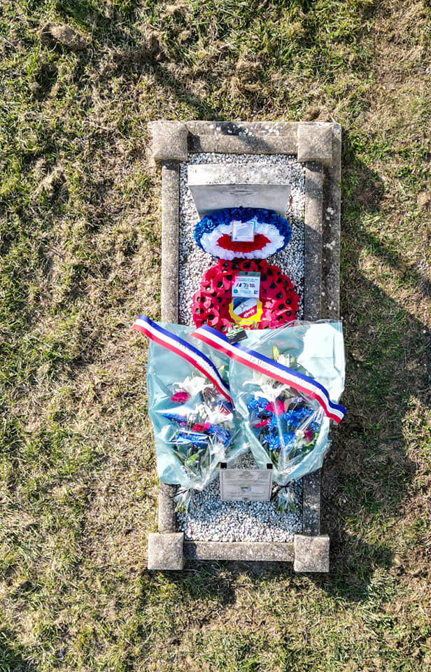 Overhead view of Richard Curle's grave