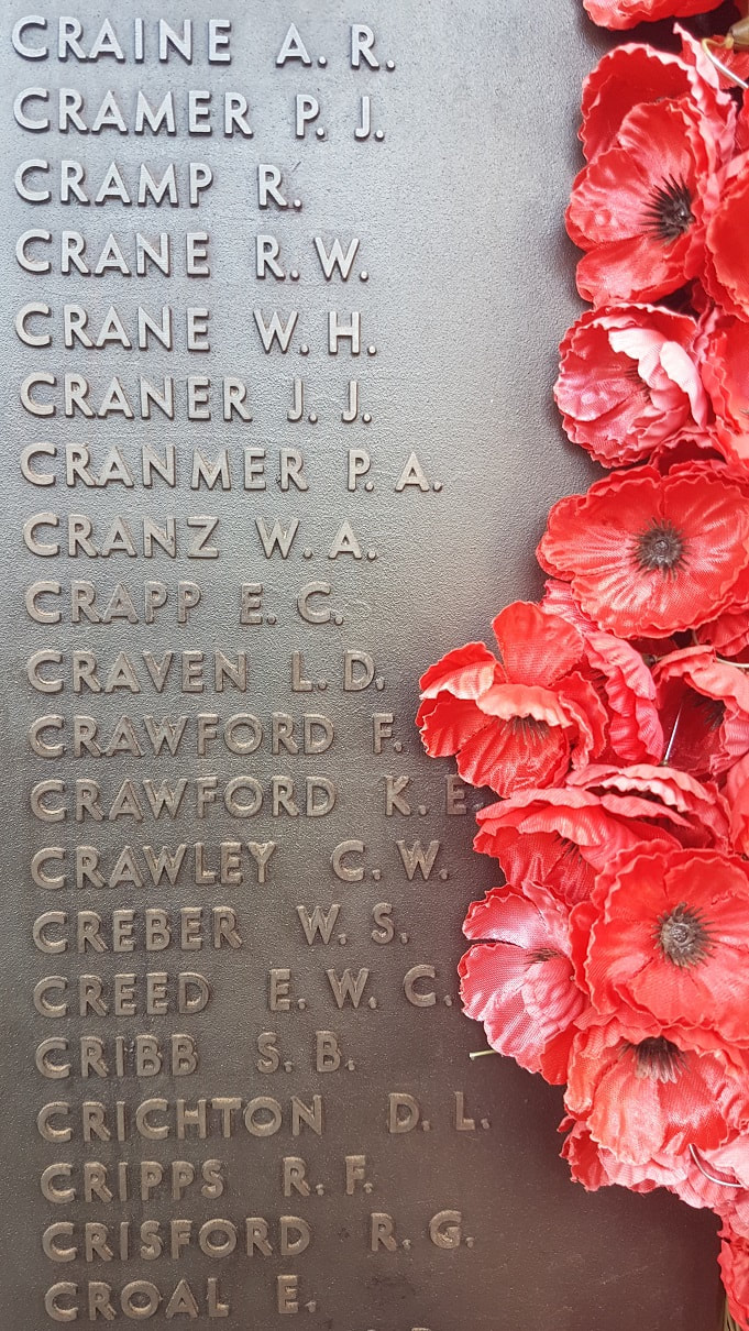 E.C. Crapp's name at the Australian War Memorial