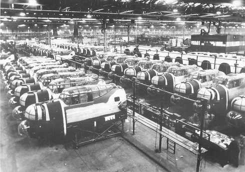 Lancaster cockpits at AVRO's Chadderton factory 1944.